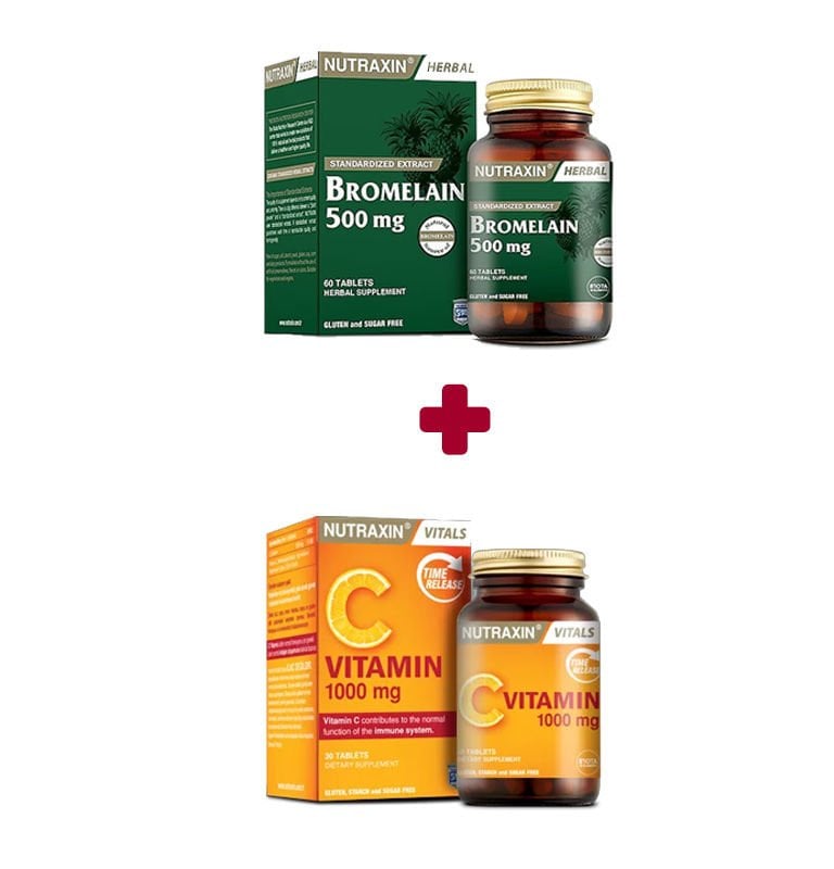 Nutraxin Bromelain 60 Tablet + Nutraxin Vitamin C 1000 mg 30 Tablet