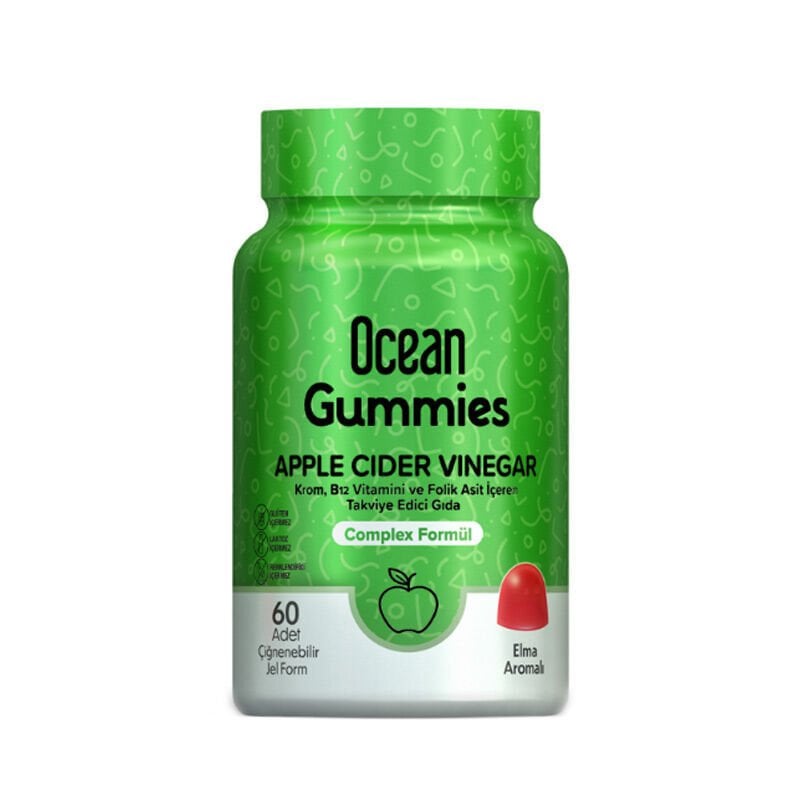 Ocean Gummies Apple Cider Vinegar Takviye Edici Gıda 60 Adet Çiğnenebilir Form