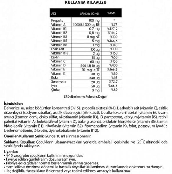 Nutrigen Propolis Şurup (Böğürtlen Özlü) 200 ml