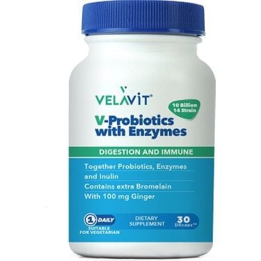 Velavit V-Probiotics with Enzymes 30 Kapsül