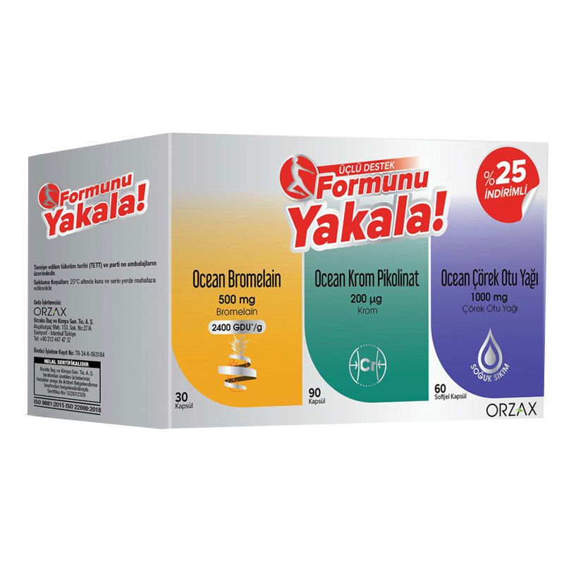 Ocean Formunu Yakala Kofre Set (Bromelain-Krom-Çörek Otu)