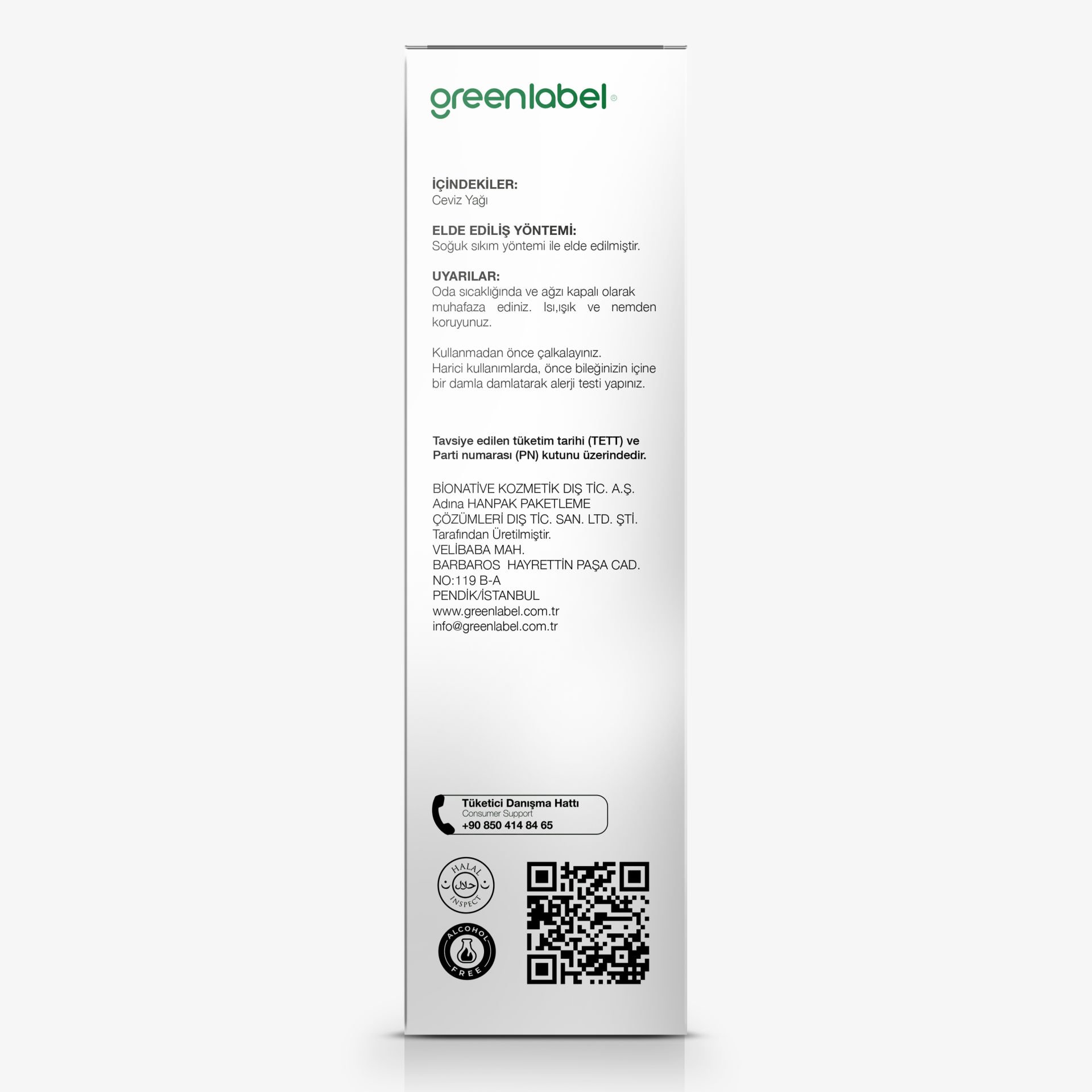 Greenlabel Ceviz Yağı 180 ml.