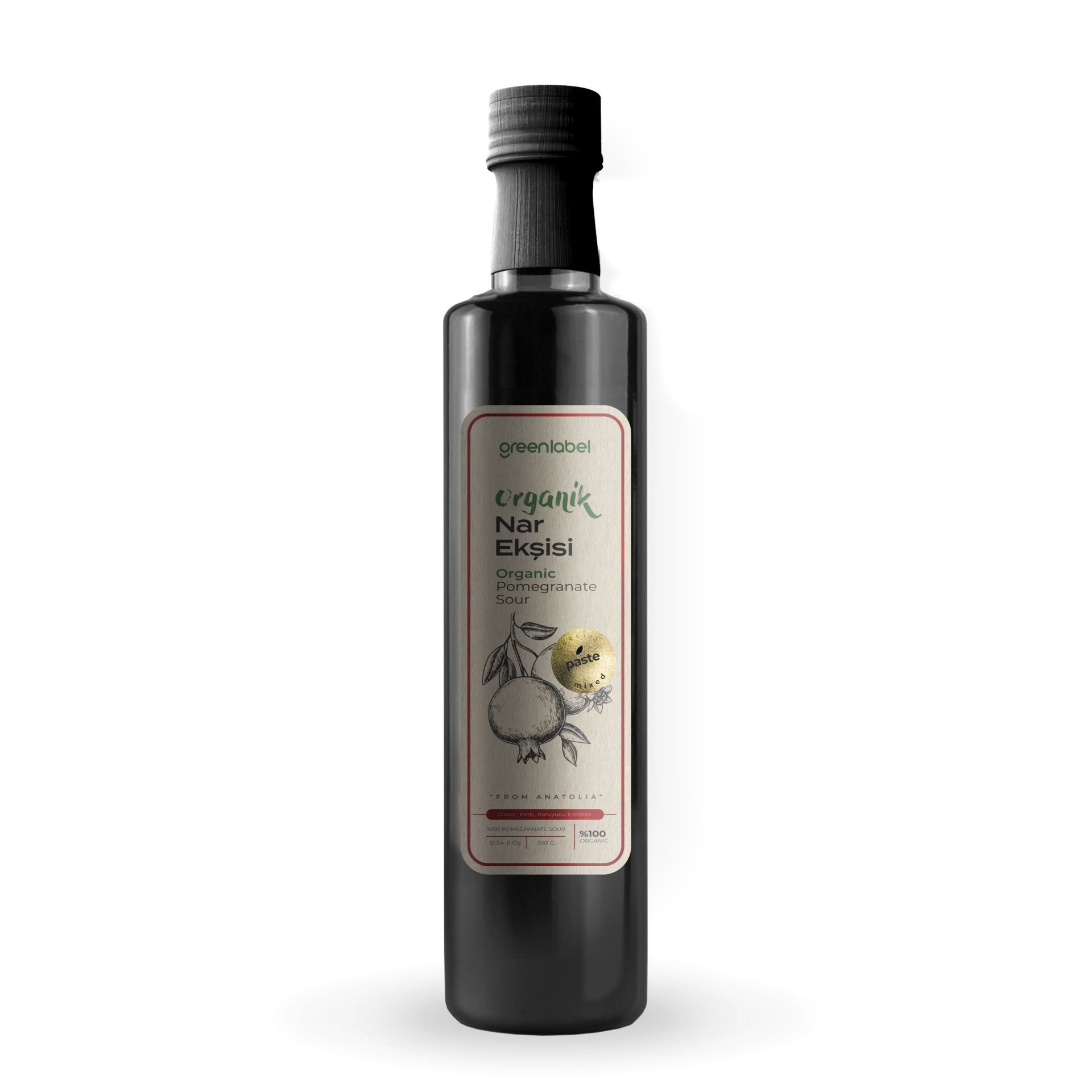 Greenlabel Organik Nar Ekşisi Katkısız, Soğuk Sıkım, Organik 350 g.
