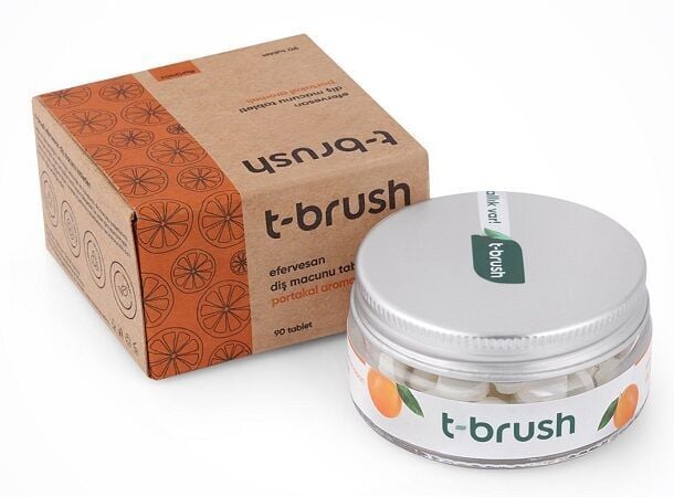 T-Brush Portakal Aromalı Diş Macunu Tableti-Florürsüz