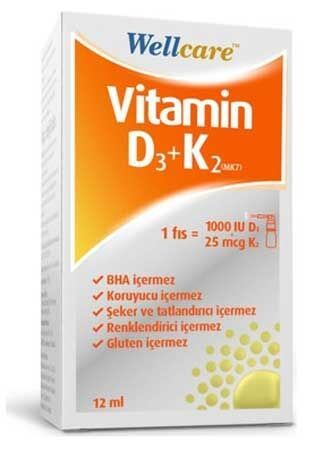 Wellcare Vitamin D3K2 1000 IU Sprey 12 ml