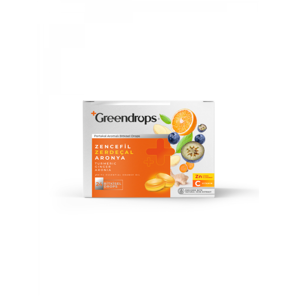 GreenLabel Greendrops Zencefil & Zerdeçal & Aronya 24 Bitkisel Drops