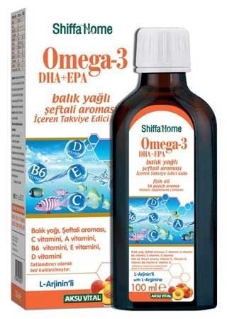 Shiffa Home Omega-3 Şeftali Aromalı Balık Yağı Şurubu 100 ml