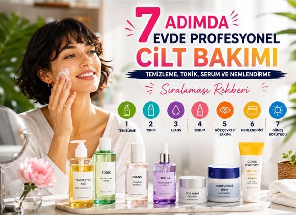 7 Adımda Evde Profesyonel Cilt Bakımı: Temizleme, Tonik, Serum ve Nemlendirme Sıralaması Rehberi
