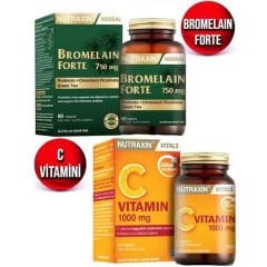 Nutraxin Bromelain 60 Tablet + Nutraxin Vitamin C 1000 mg 30 Tablet