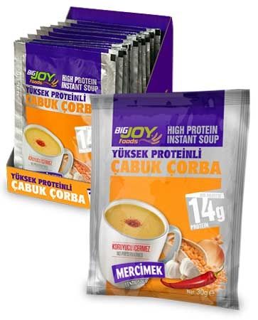 Bigjoy Yüksek Proteinli Çabuk Çorba Mercimek 12x30 gr