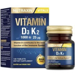 Nutraxin Vitamin D3 K2 Vitamini İçeren Takviye Edici Gıda 120 Tablet