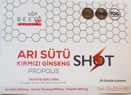 Beeo Up Arı Sütü - Kırmızı Ginseng - Propolis  Shot 15x25 ml