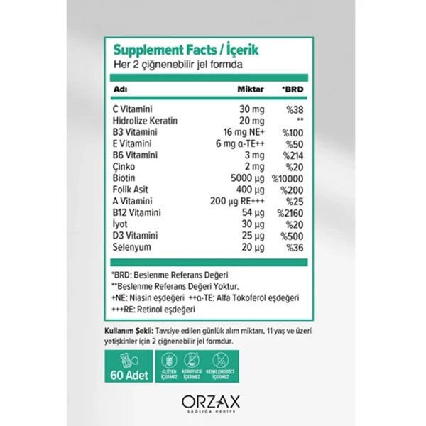 Orzax Ocean Gummies HSN 60 Adet Çiğnenebilir Jel Form