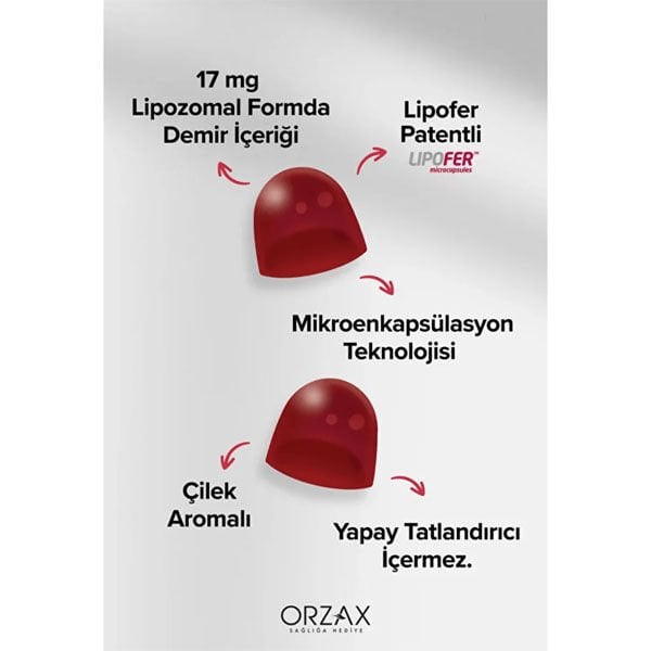 Orzax Ocean Gummies Iron Extra 60 Adet Çİğnenebilir Jel Form