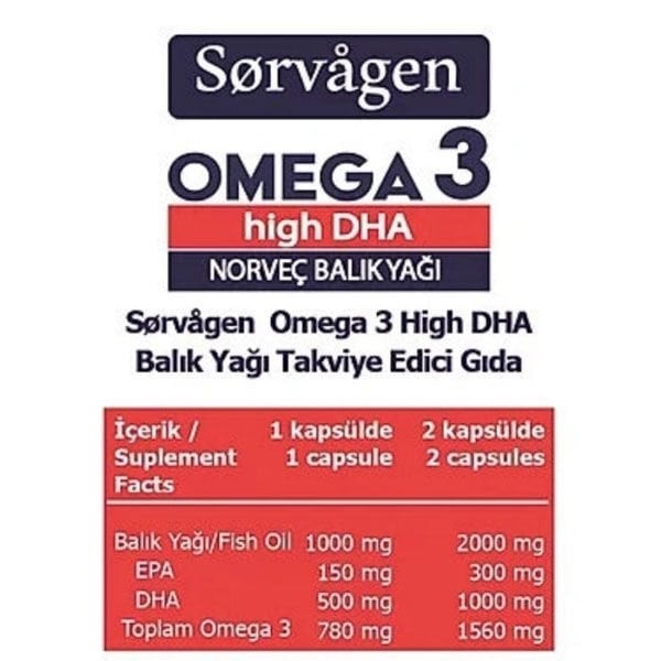 Sorvagen Omega 3 High DHA Norveç Balık Yağı 50 Kapsül