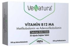 Venatura Vitamin B12 Ma Metilkobalamin ve Adenozilkobalamin 30 Tablet