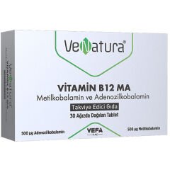 Venatura Vitamin B12 Ma Metilkobalamin ve Adenozilkobalamin 30 Tablet