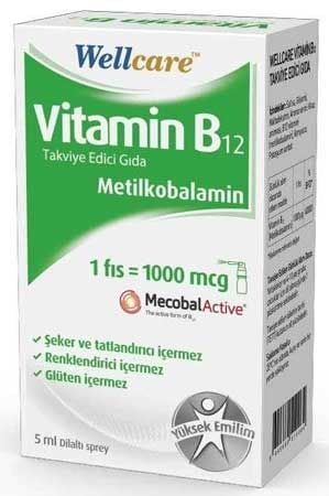 Wellcare Metilkobalamin Vitamin B12 Dil Altı Spreyi 5 ml