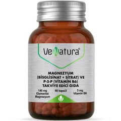 Venatura Magnezyum Bisglisinat+Sitrat ve P5P Vitamin B6 60 Kapsül
