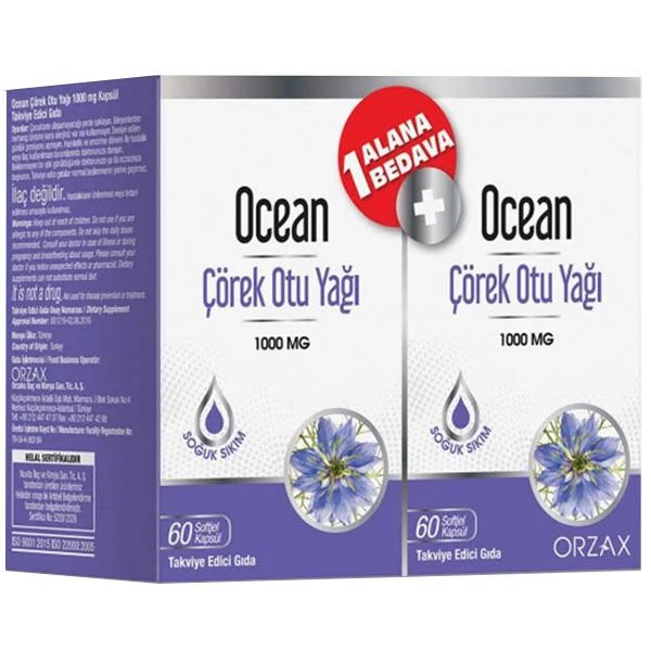 Ocean Çörek Otu Yağı 1000 mg 60 Kapsül 1 Alana 1 Bedava