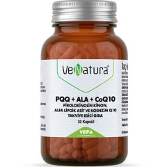 VeNatura PQQ+ALA+CoQ10 Pirolokinolin Kinon, Alfa Lipoik Asit ve Koenzim Q10 Takviye Edici Gıda