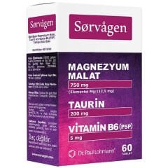 Sorvagen Magnezyum Malat Taurin ve Vitamin B6 (P5P) 60 Tablet