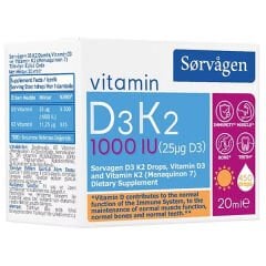 Sorvagen Vitamin D3K2 Damla (1000 IU) 20 ml