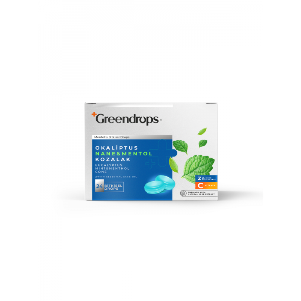 GreenLabel Greendrops Okaliptus & Nane & Mentol & Kozalak 24 Bitkisel Drops